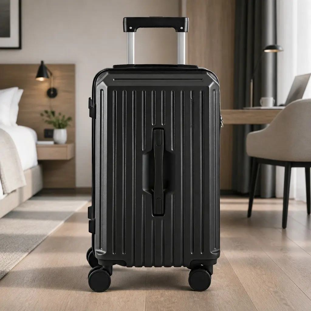 20" Trunk Luggage Suitcase Carry On Travel Trolley Case Black TSA Lock Spinner