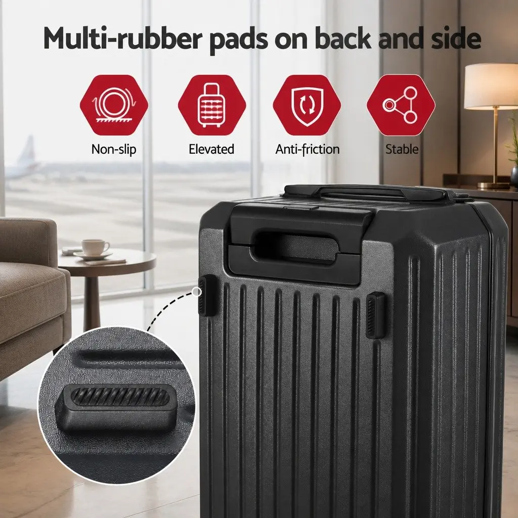 20" Trunk Luggage Suitcase Carry On Travel Trolley Case Black TSA Lock Spinner