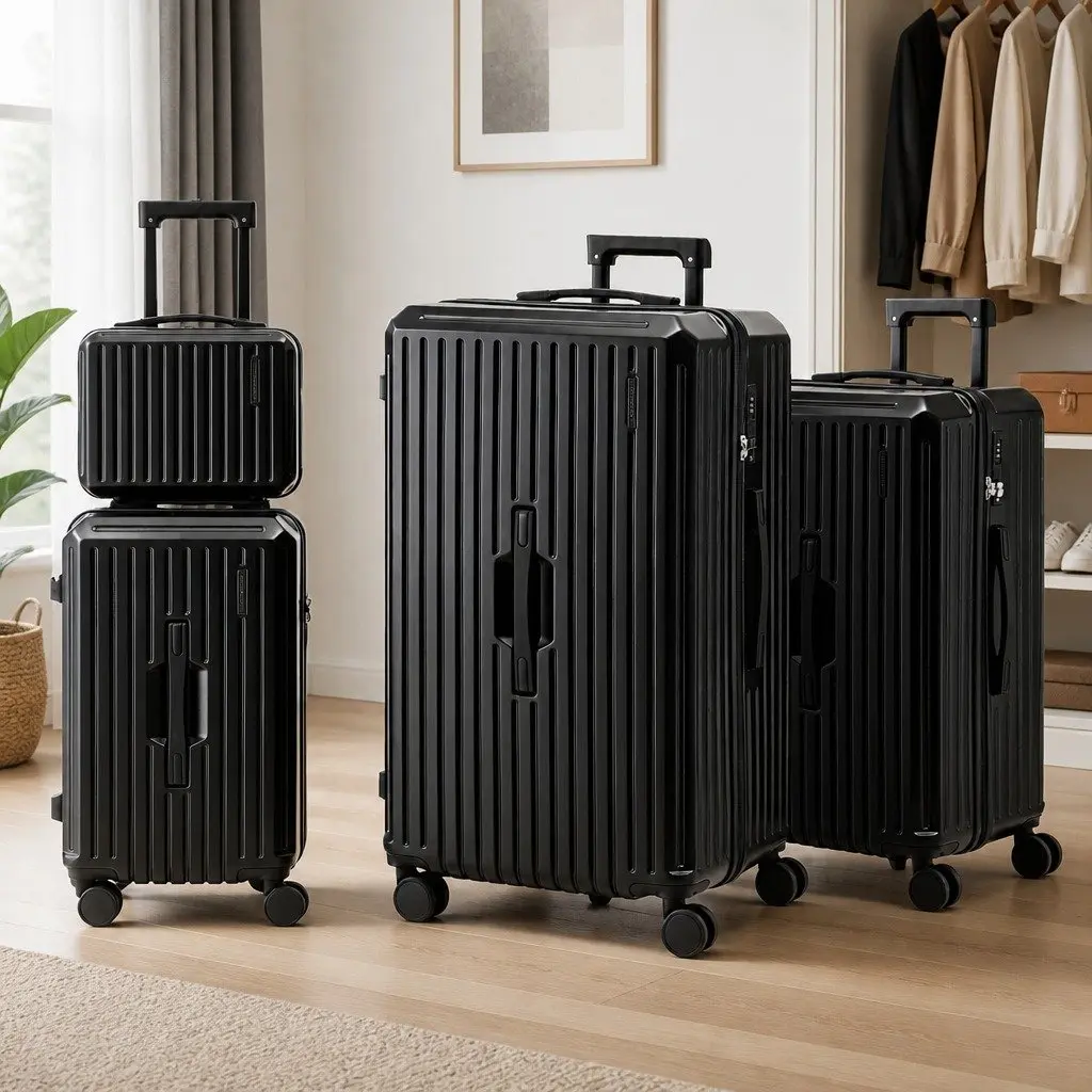 4pcs Luggage Suitcase Set Trunk Travel Carry On Case TSA Lock Spinner Black