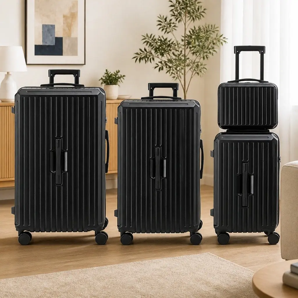 4pcs Luggage Suitcase Set Trunk Travel Carry On Case TSA Lock Spinner Black