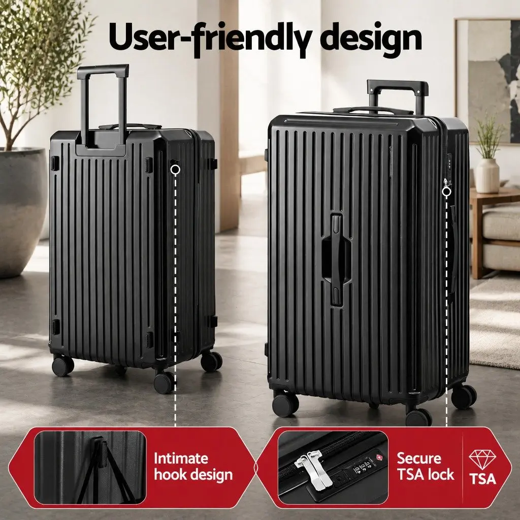 4pcs Luggage Suitcase Set Trunk Travel Carry On Case TSA Lock Spinner Black