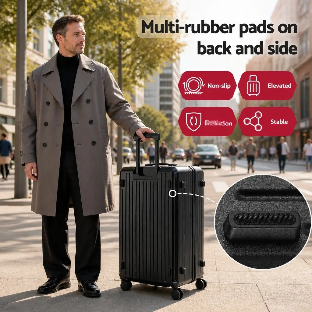 4pcs Luggage Suitcase Set Trunk Travel Carry On Case TSA Lock Spinner Black