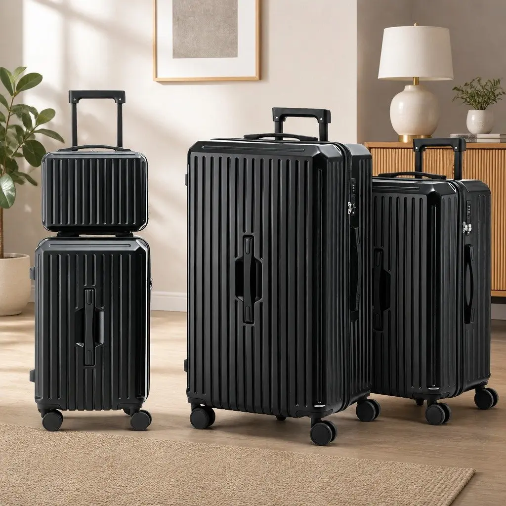 4pcs Luggage Suitcase Set Trunk Travel Carry On Case TSA Lock Spinner Black
