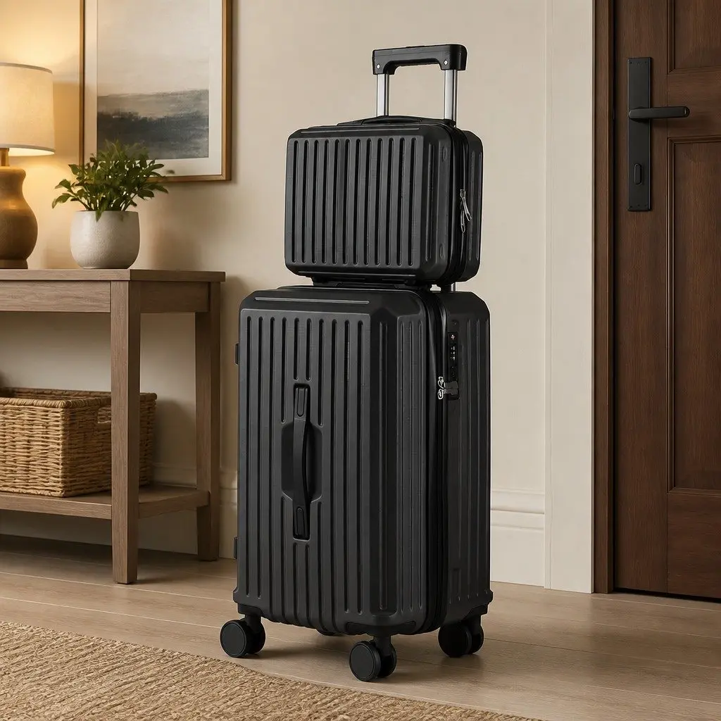 2 Piece Hard Shell Luggage Suitcase Set Travel Case 12 Inch 20 Inch Black