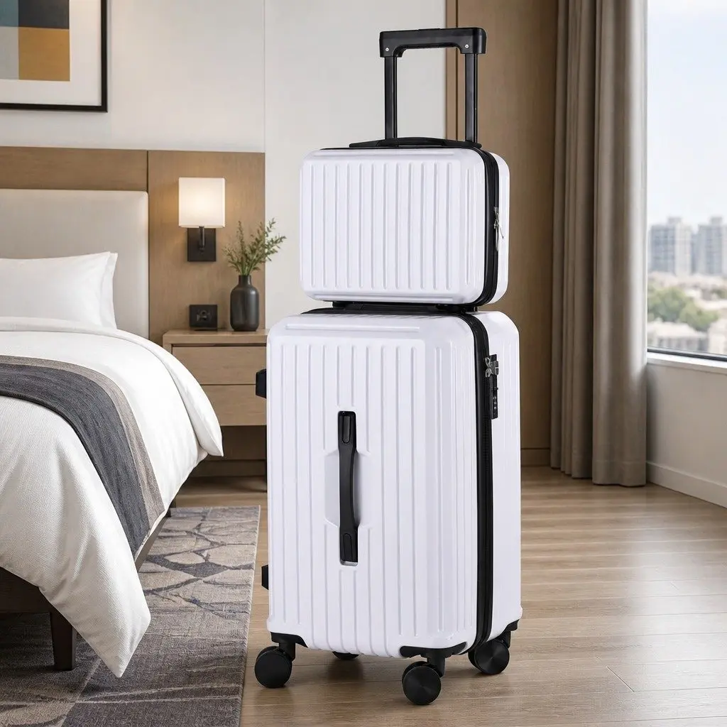 Suitcase Set 2pcs Trunk Luggage Travel Carry On TSA Lock 12" 20" White