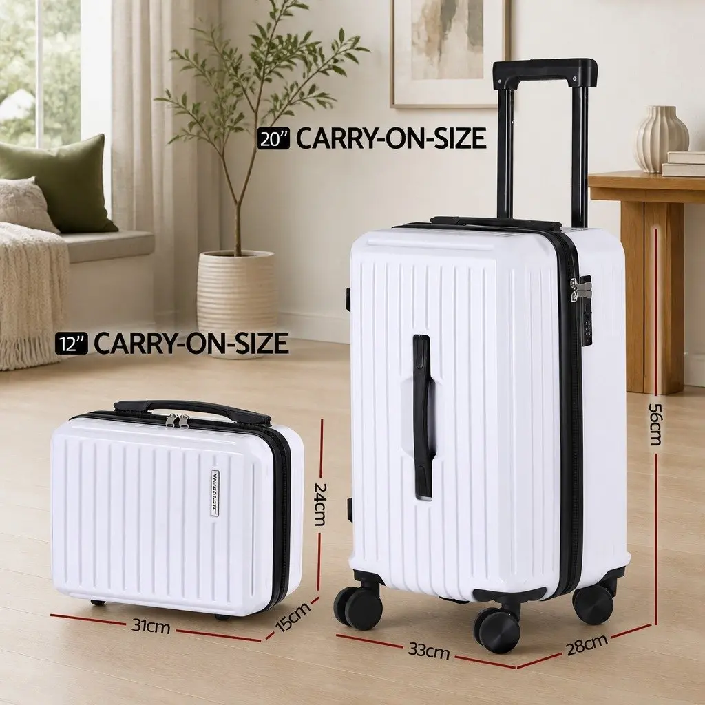 Suitcase Set Hard-Shell 2 Piece 12" 20" White