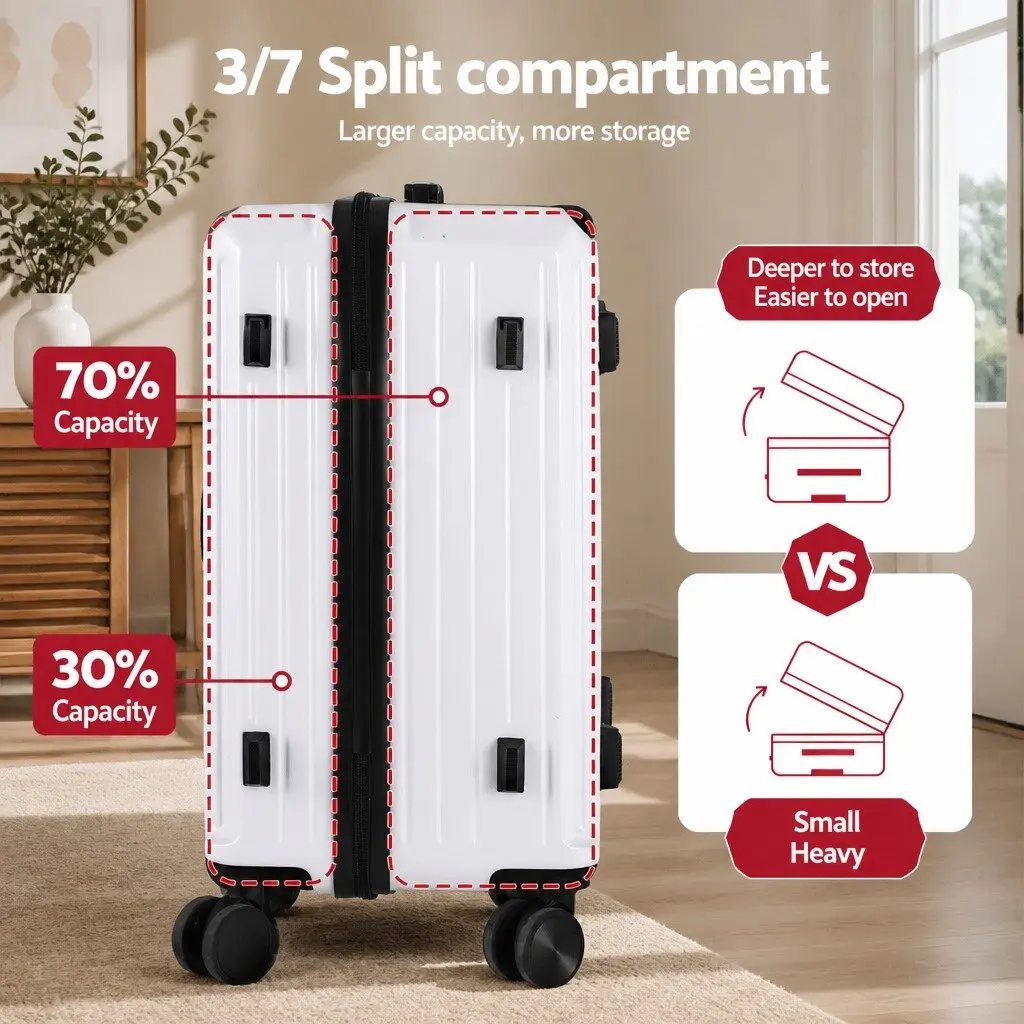 Suitcase Set Hard-Shell 2 Piece 12" 20" White