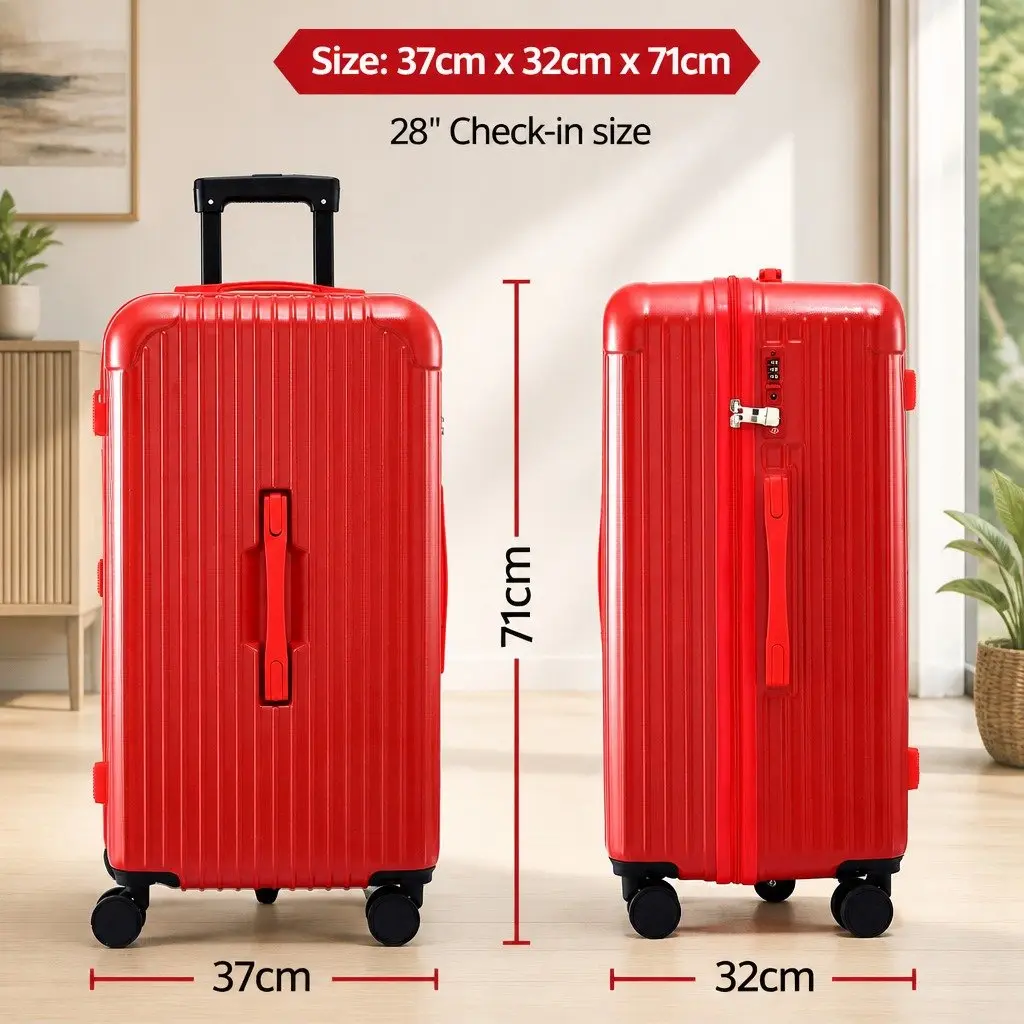 28 Inch Hard Case Travel Trolley Suitcase ABS Material Red