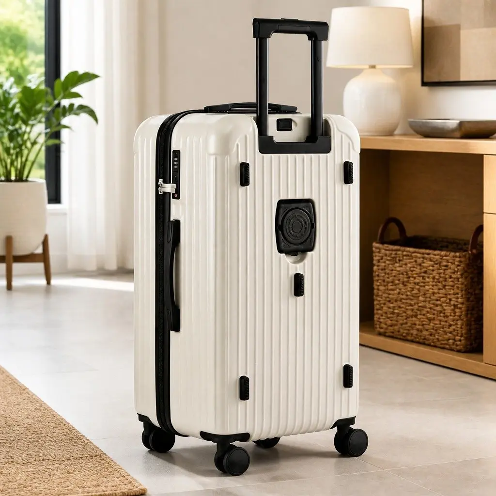 28" Trunk Luggage Suitcase Hard Shell Travel Case 5 Wheels USB Type-C Port Lock