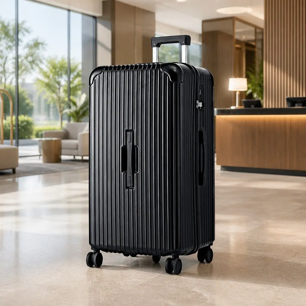 Trunk Luggage 32" Suitcase Travel Case 5 Wheels Type-C USB Port TSA Lock Black