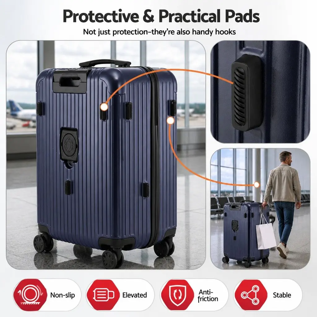 32" Trunk Luggage Suitcase Deep Indigo Travel Case with USB Type-C 5 Wheels