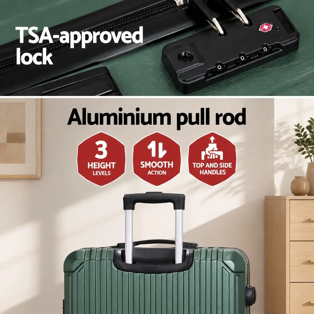 28 Inch Green Hard Shell Suitcase Spinner Wheels TSA Travel Carry On Luggage