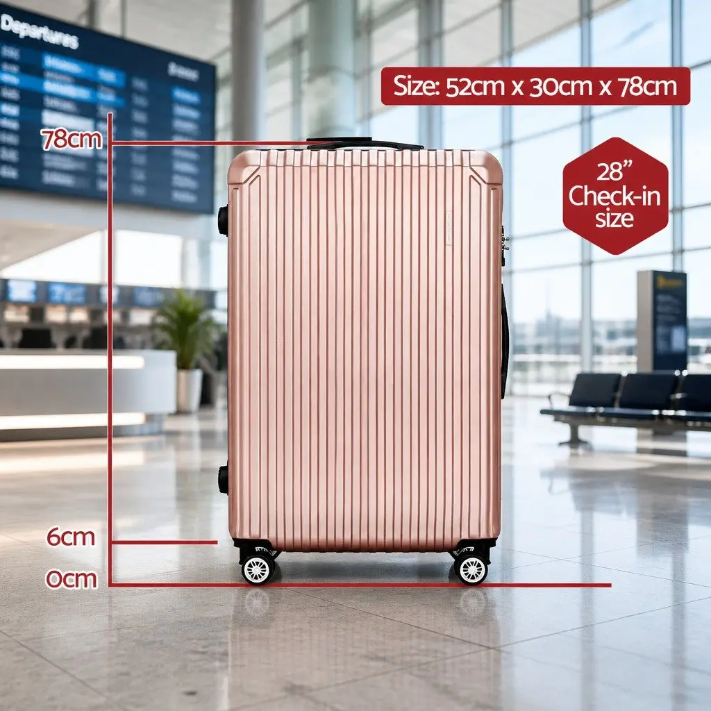28-inch Hard Shell Luggage Suitcase Rose Gold with TSA Lock and Spinner Wheels