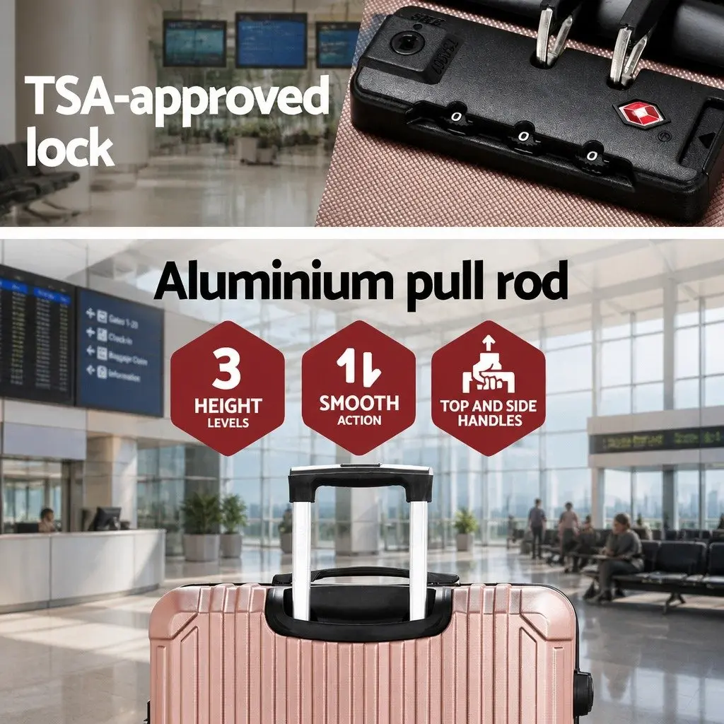 28-inch Hard Shell Luggage Suitcase Rose Gold with TSA Lock and Spinner Wheels