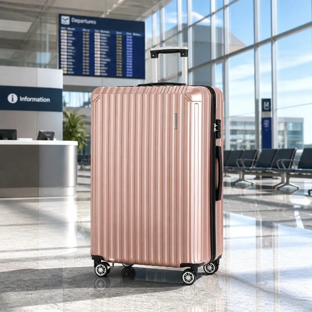 28-inch Hard Shell Luggage Suitcase Rose Gold with TSA Lock and Spinner Wheels