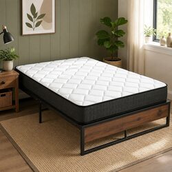 Functional Double Metal Bed Frame and Mattress for Home Use