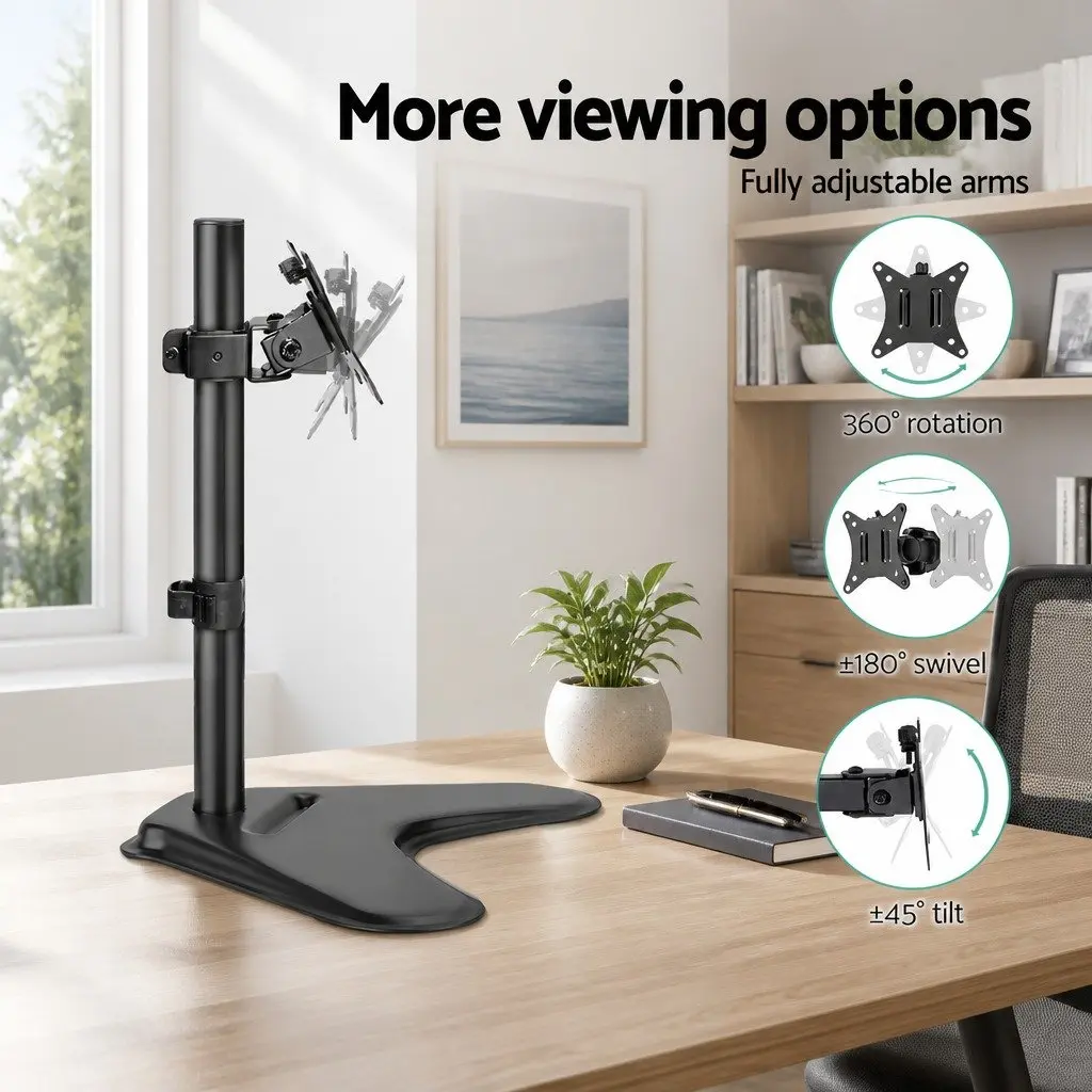 Monitor Arm Desk Mount Adjustable Heavy-Duty Steel Black for 32 Inch Screen