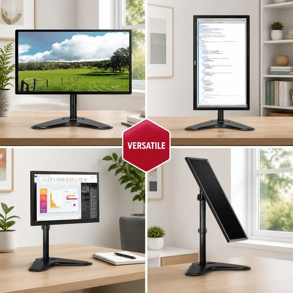 Monitor Arm Desk Mount Adjustable Heavy-Duty Steel Black for 32 Inch Screen