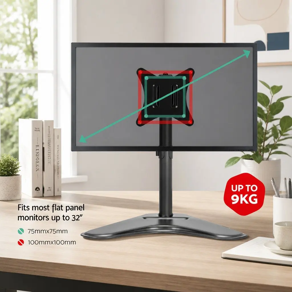 Monitor Arm Desk Mount Adjustable Heavy-Duty Steel Black for 32 Inch Screen