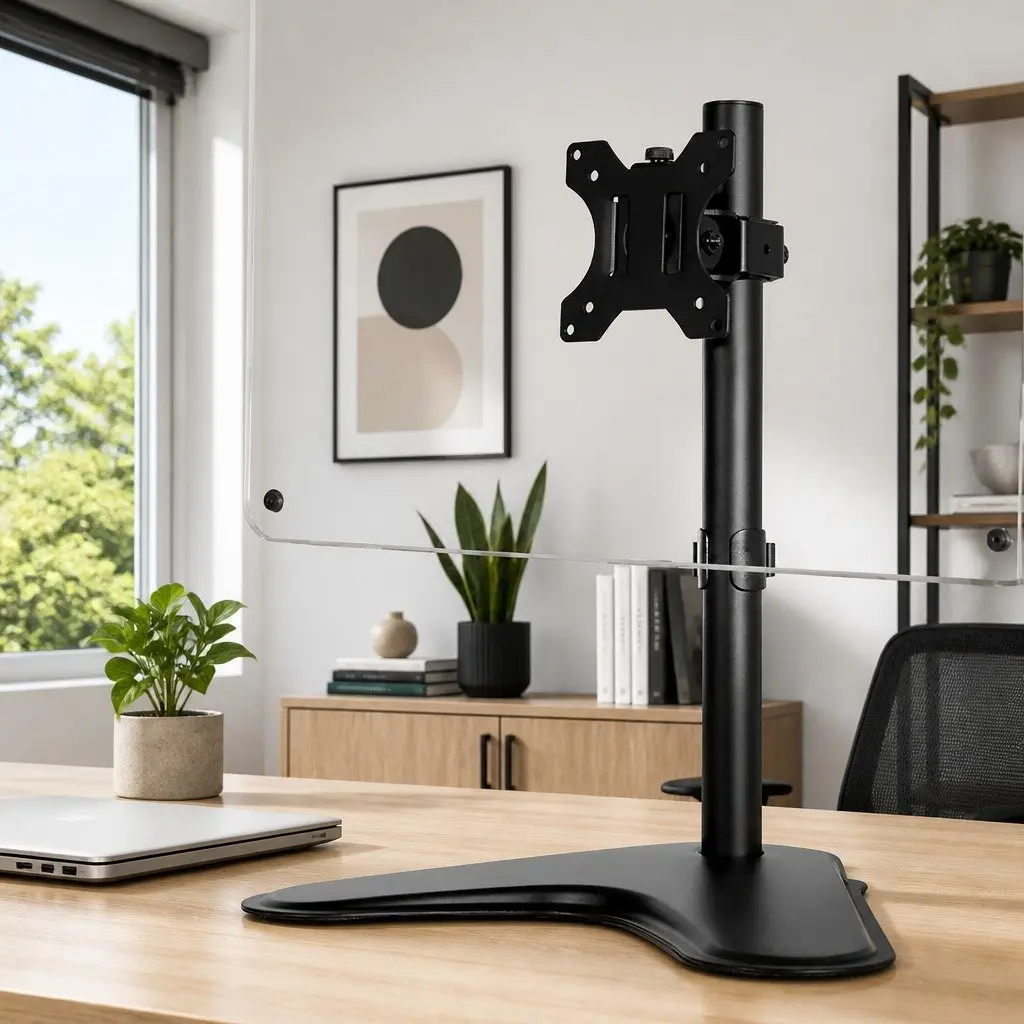Monitor Arm Desk Mount Adjustable Heavy-Duty Steel Black for 32 Inch Screen