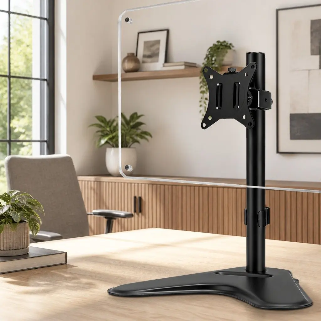 Monitor Arm Desk Mount Adjustable Heavy-Duty Steel Black for 32 Inch Screen