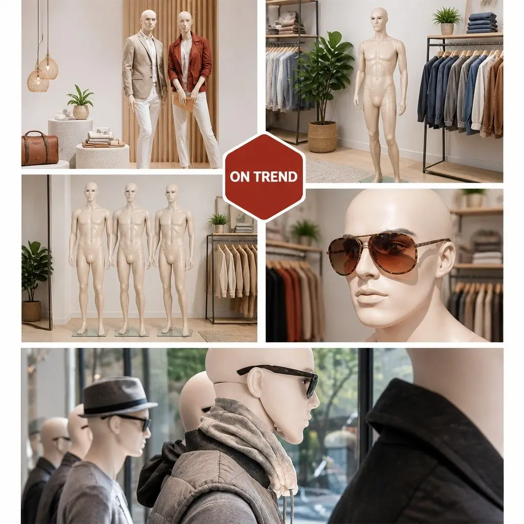 186cm Male Mannequin Full Body Skin Colour Retail Display Adjustable Arms Head