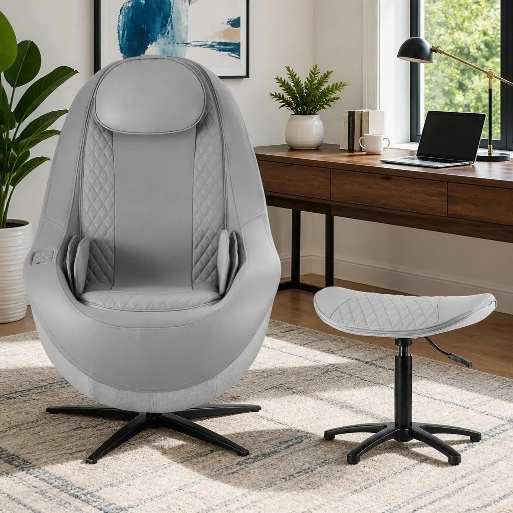 Massage Chair 3D Roller PU Leather Grey 133cm SL-track Automatic Zero Gravity Recline