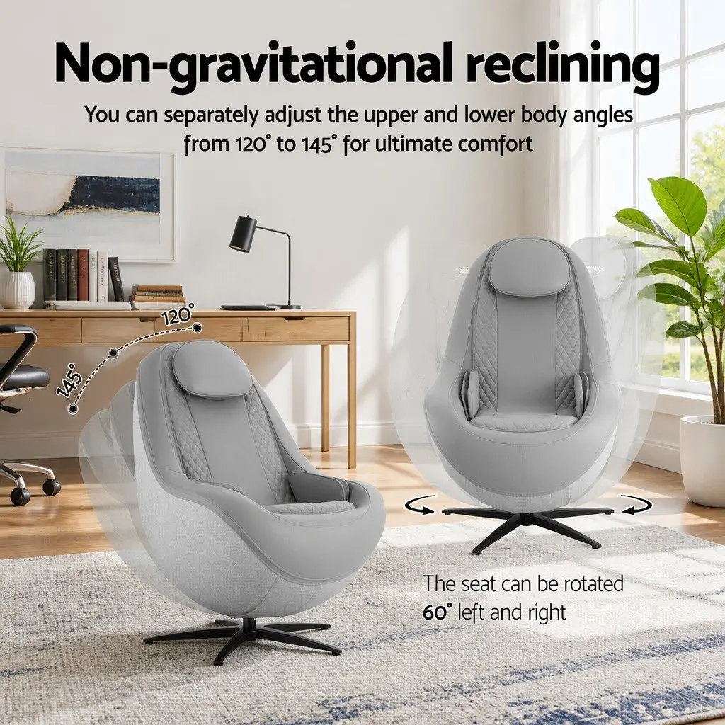 Massage Chair 3D Roller PU Leather Grey 133cm SL-track Automatic Zero Gravity Recline