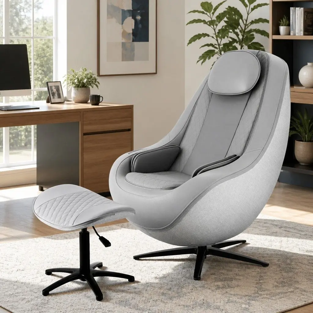 Massage Chair 3D Roller PU Leather Grey 133cm SL-track Automatic Zero Gravity Recline