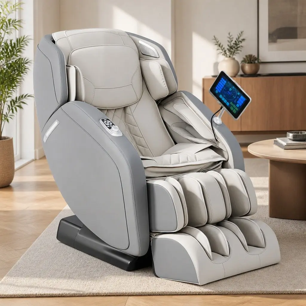 4D Massage Chair Electric Recliner Full Body SL-Track Zero Gravity Grey PU Leather