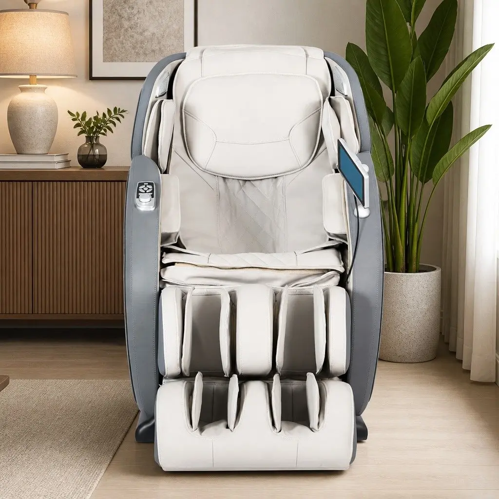 4D Massage Chair Electric Recliner Full Body SL-Track Zero Gravity Grey PU Leather