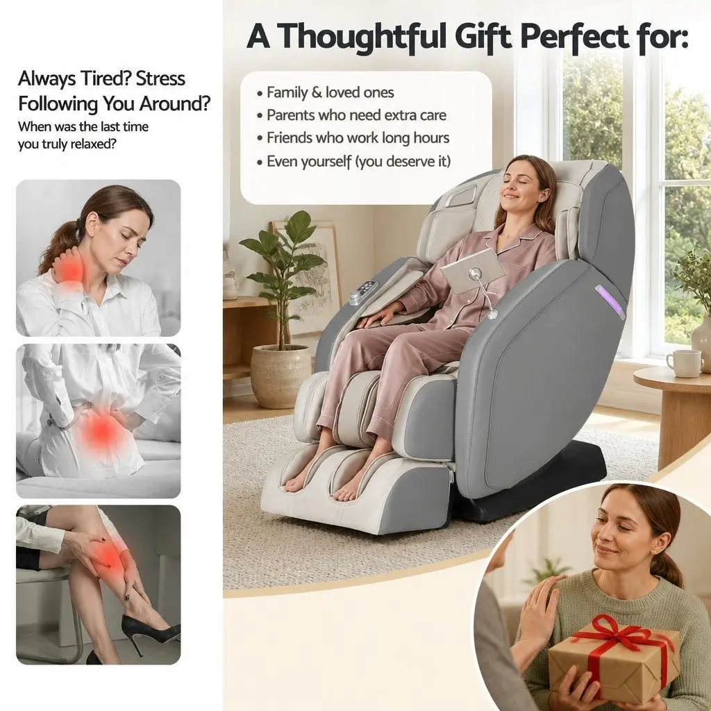 4D Massage Chair Electric Recliner Full Body SL-Track Zero Gravity Grey PU Leather