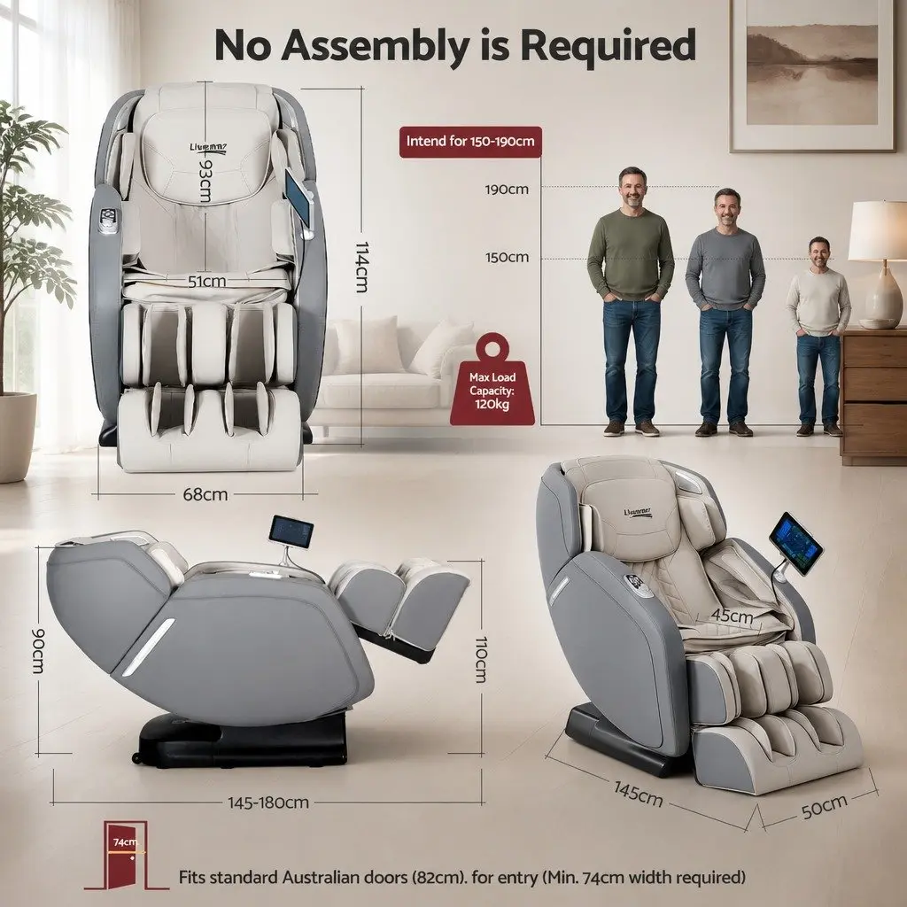 4D Massage Chair Electric Recliner Full Body SL-Track Zero Gravity Grey PU Leather