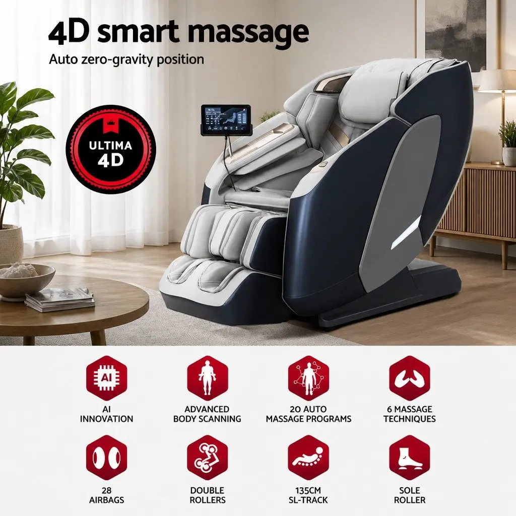 4D Massage Chair Recliner SL Track Full Body Zero Gravity Heated Airbag Shiatsu
