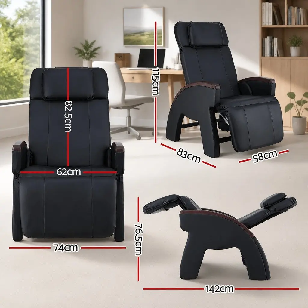 Electric Massage Chair Recliner Zero Gravity Home Massager Black 12 Motors