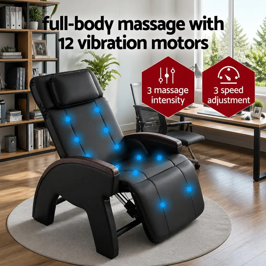 Electric Massage Chair Recliner Zero Gravity Home Massager Black 12 Motors