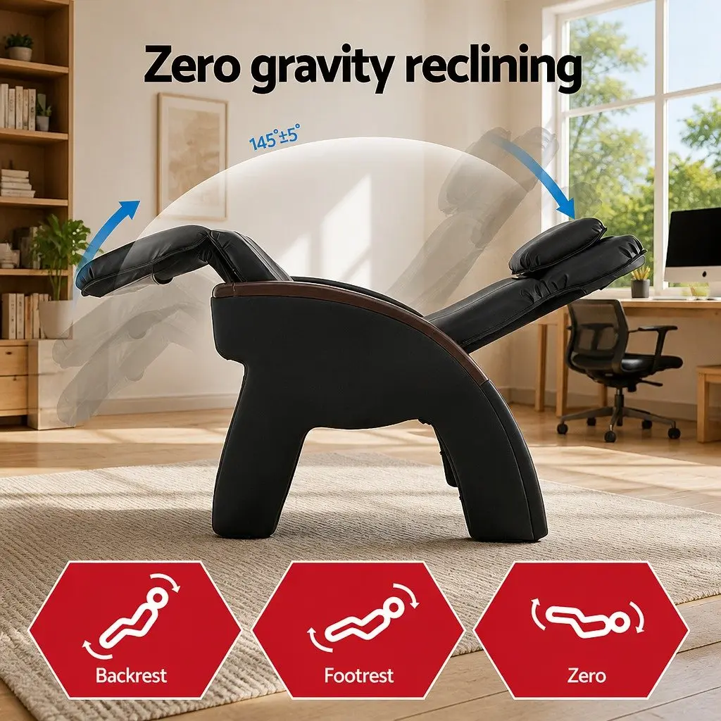 Electric Massage Chair Recliner Zero Gravity Home Massager Black 12 Motors