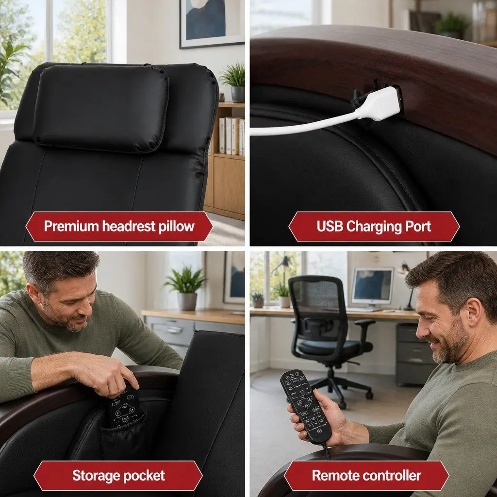 Electric Massage Chair Recliner Zero Gravity Home Massager Black 12 Motors
