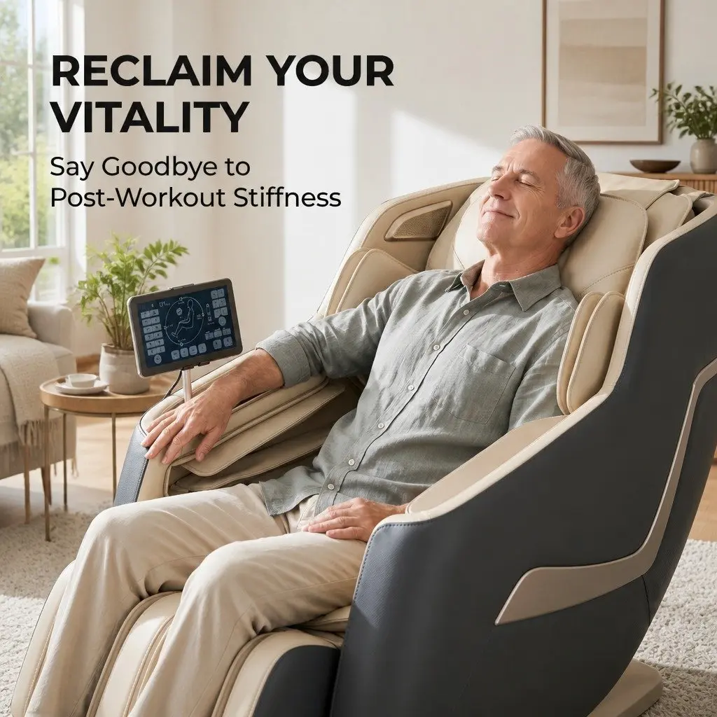 Massage Chair Electric Recliner 3D Leather 142cm Grey Full Body Massager