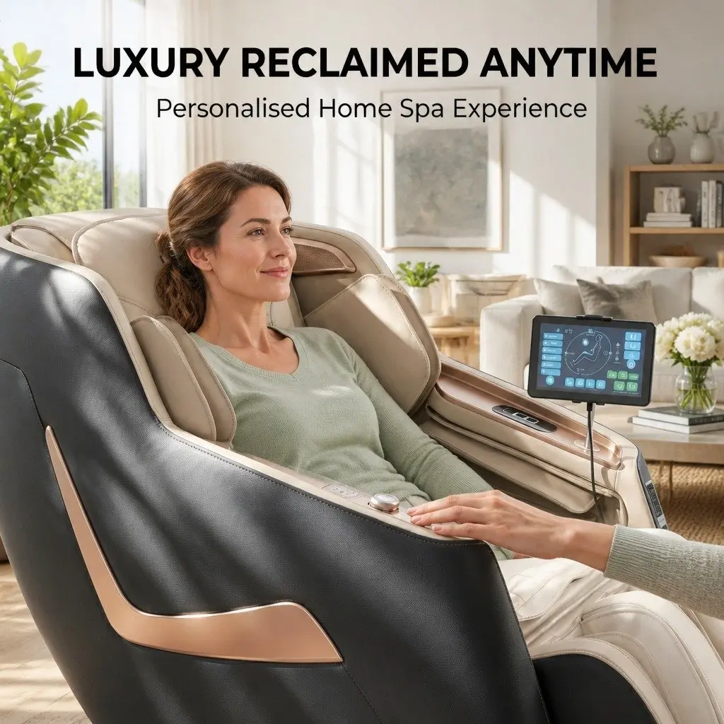 Massage Chair Electric Recliner 3D Leather 142cm Grey Full Body Massager