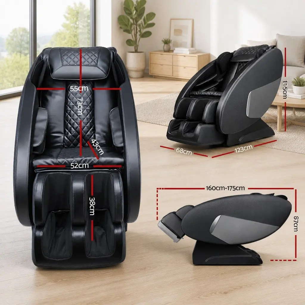 Electric Massage Chair Recliner Heated Zero-Gravity Full Body Black Therapy