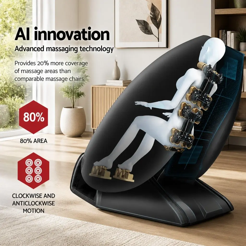 Electric Massage Chair Recliner Heated Zero-Gravity Full Body Black Therapy