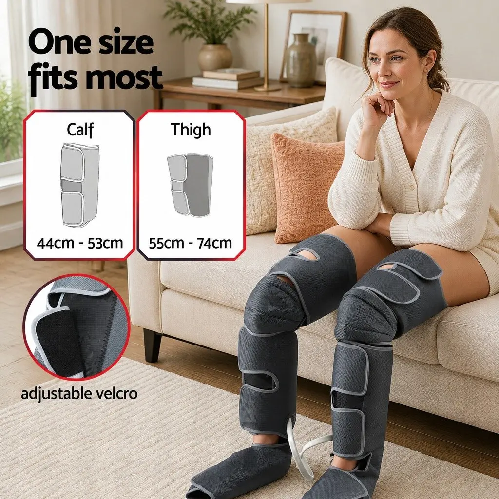 Leg Massager Air Compression Fabric Black and Grey Neck Massager Shiatsu Portable with Heat Therapy
