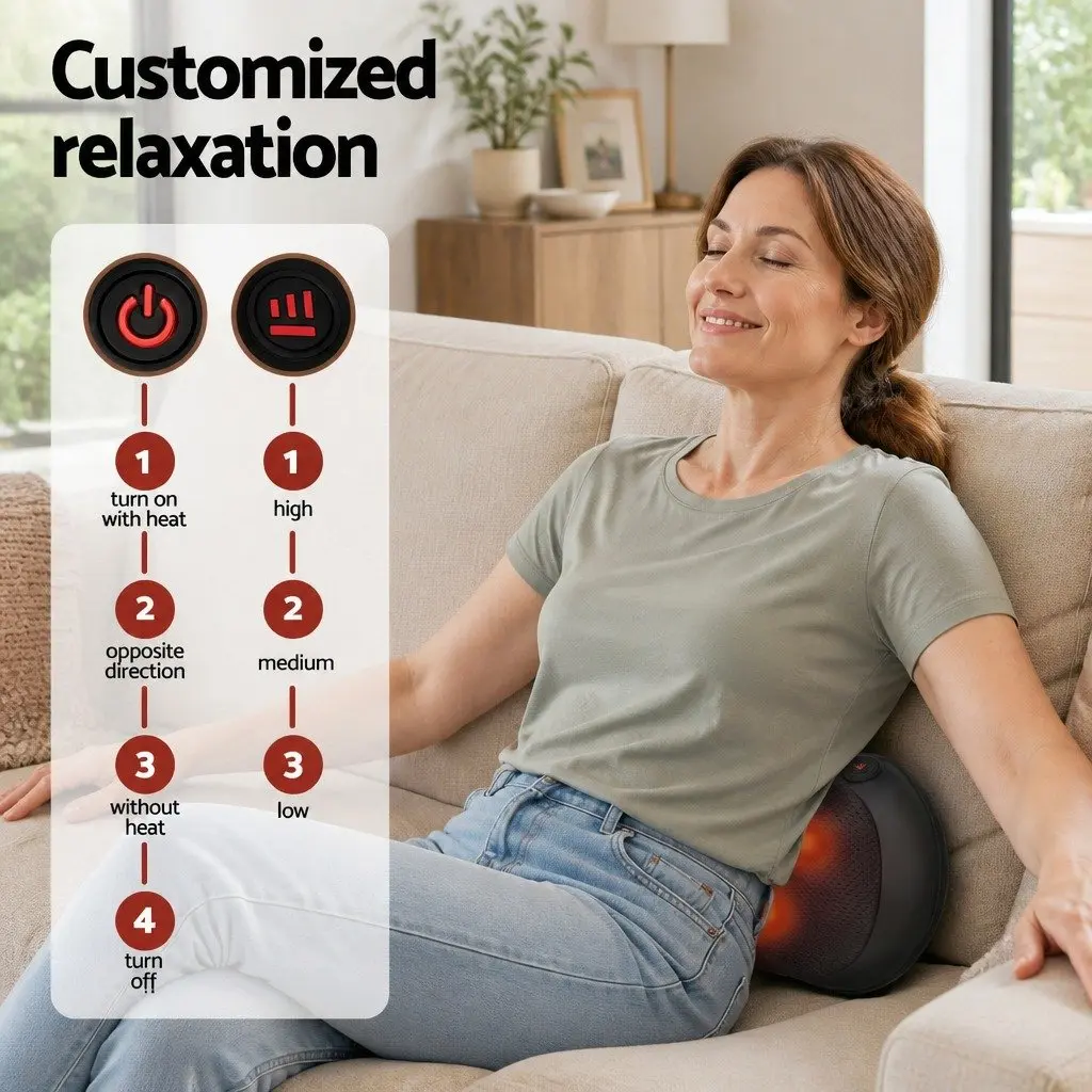 Leg Massager Air Compression Fabric Black and Grey Neck Massager Shiatsu Portable with Heat Therapy