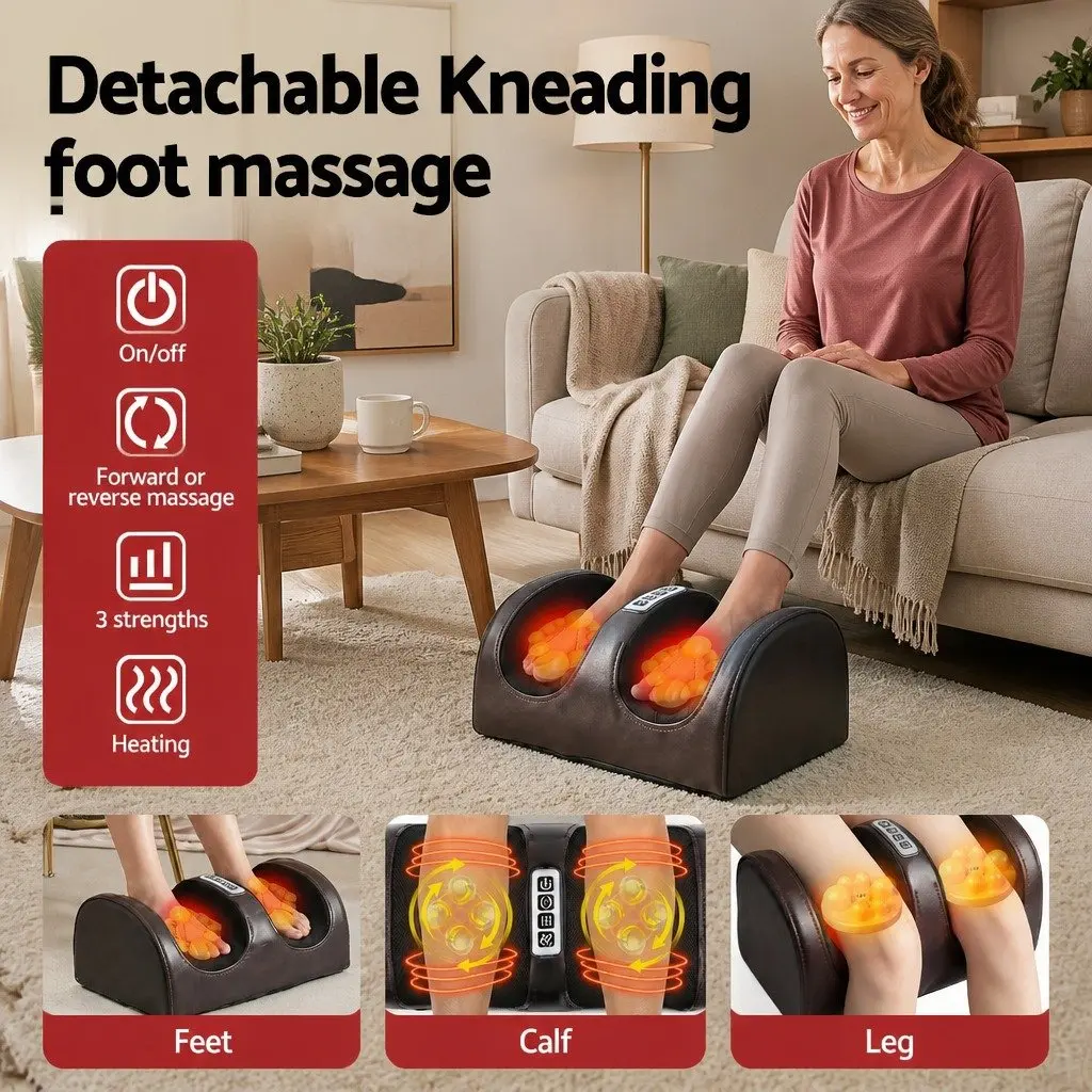 Full Body Massage Mat PU Leather 166cm Brown with Kneading Neck Foot Massager Heated Vibration Airbag