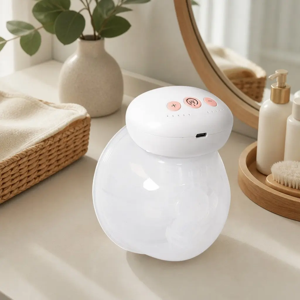 Wearable Breast Pump Electric Portable Hands-Free Milk Collection Clear and White