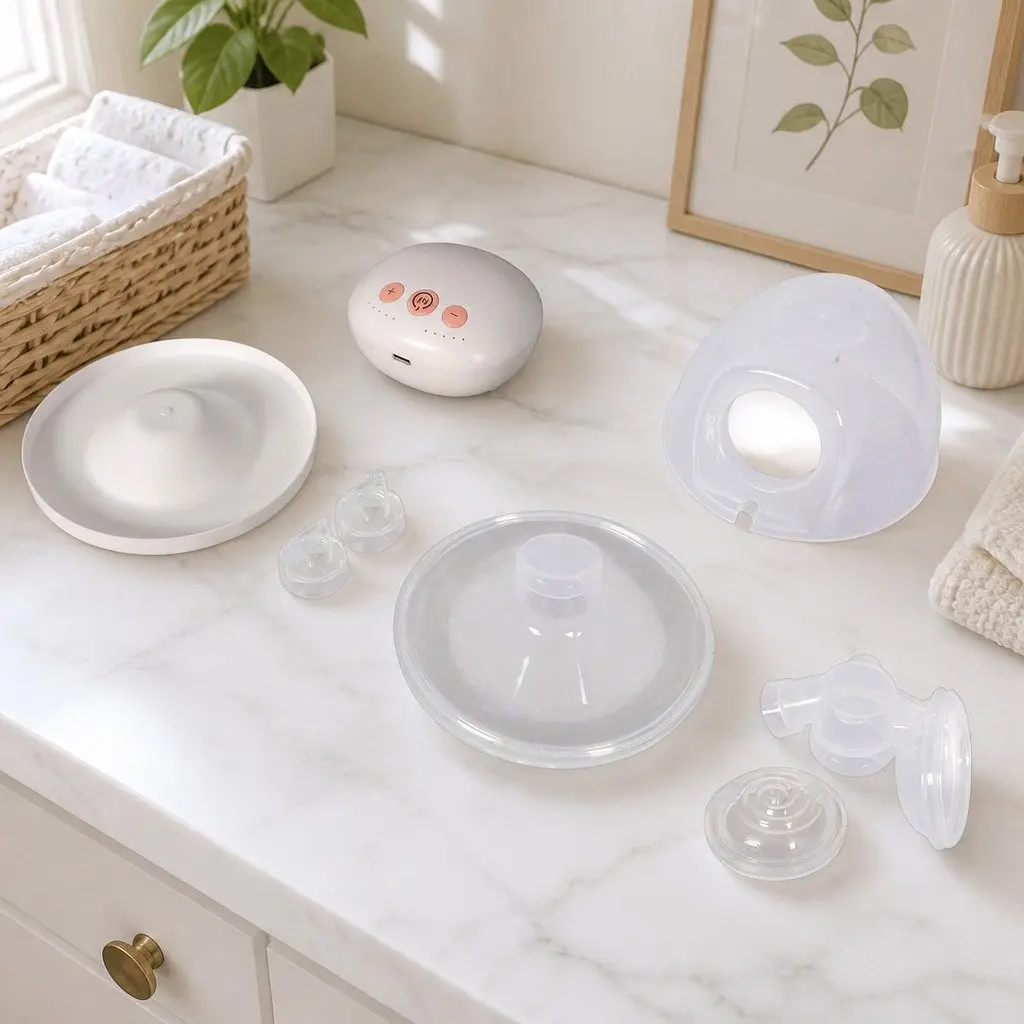 Wearable Breast Pump Electric Portable Hands-Free Milk Collection Clear and White