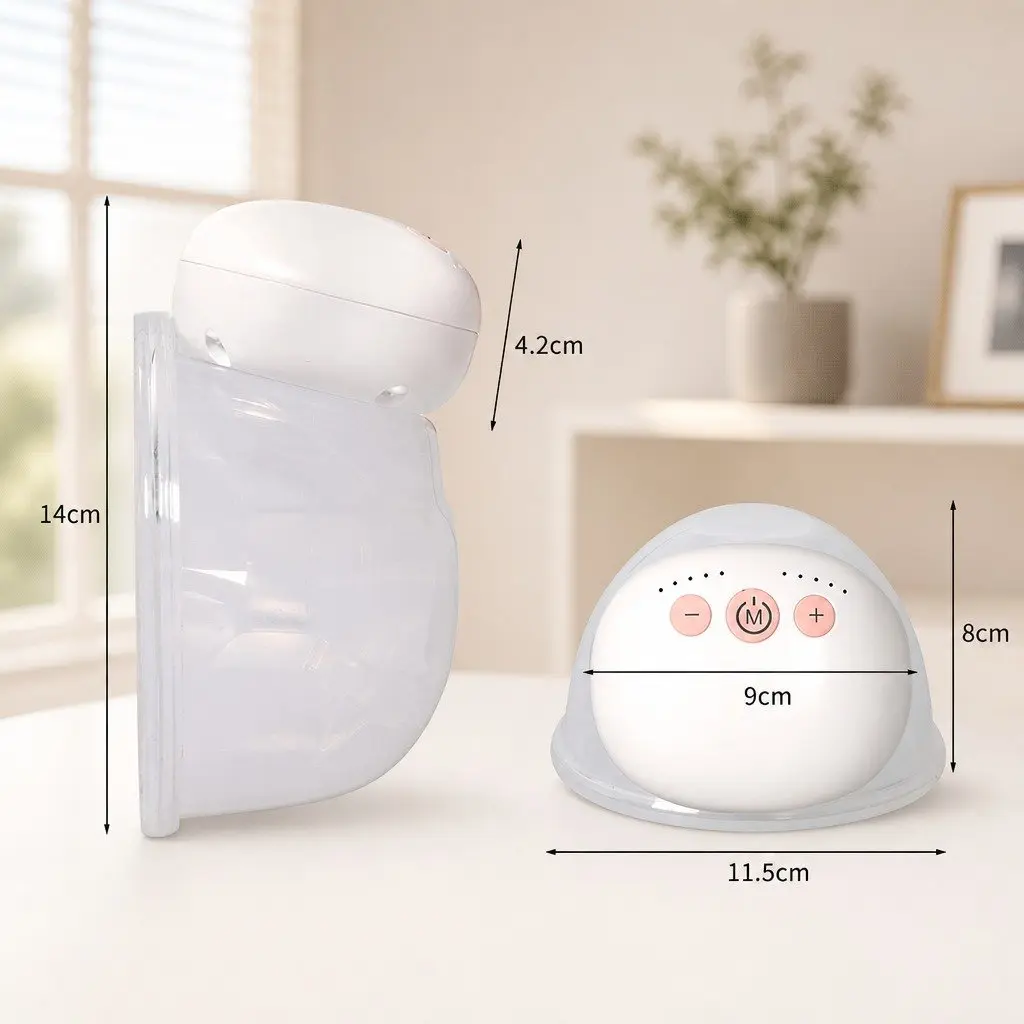 Wearable Breast Pump Electric Portable Hands-Free Milk Collection Clear and White