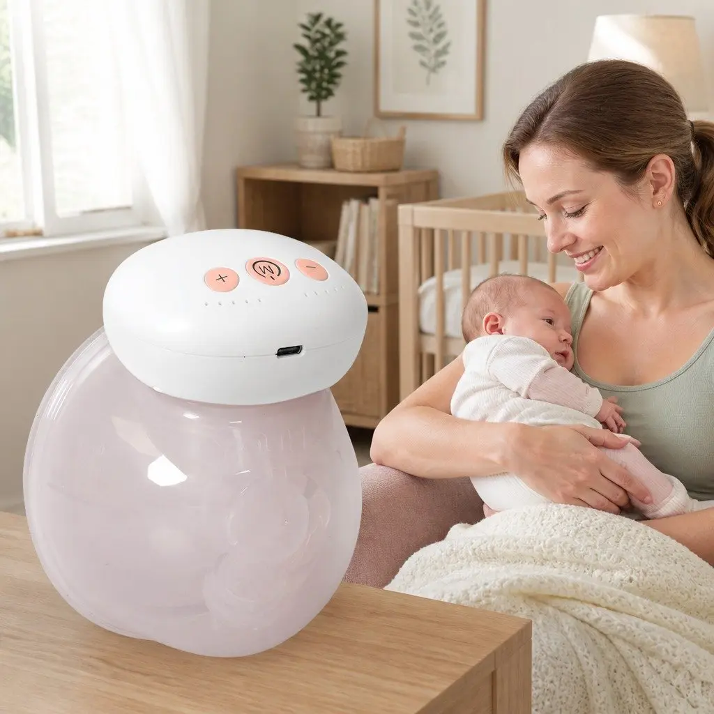 Wearable Breast Pump Electric Portable Hands-Free Milk Collection Clear and White