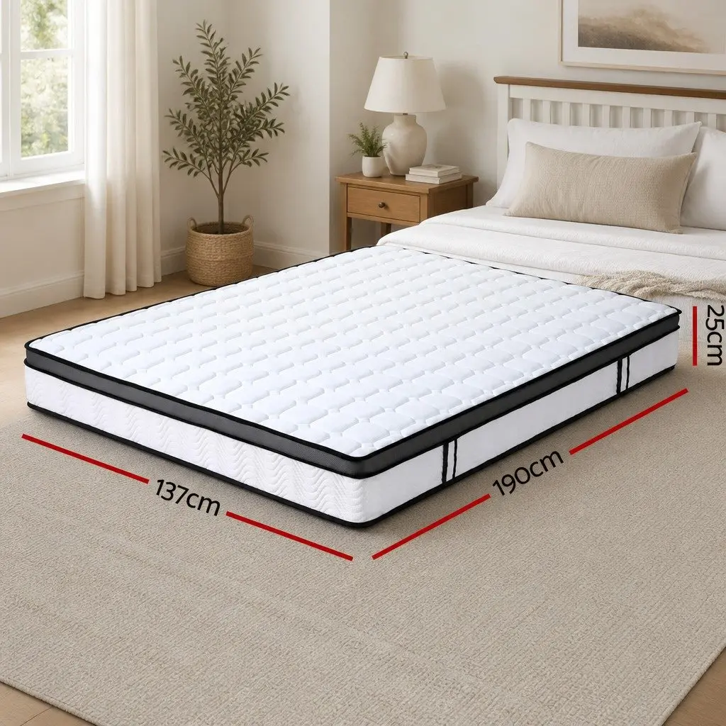 Double Mattress Bonnell Spring 25cm Cool Gel Foam Medium Firm White